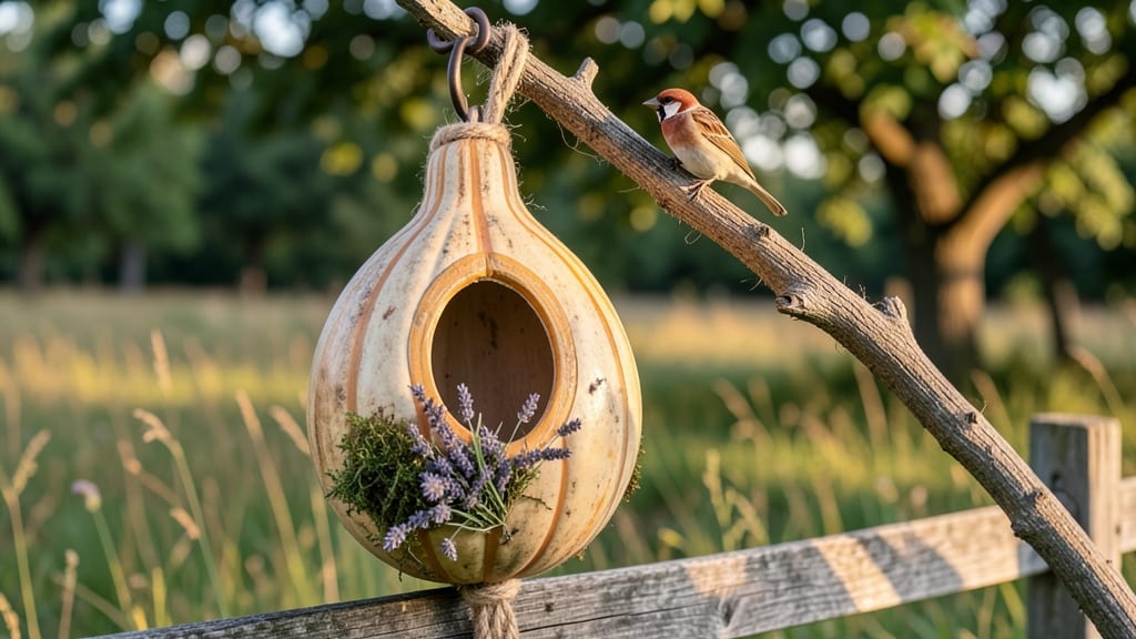 Bottle Gourd Birdhouse: Whimsical Garden Art With Natural Nesting Charm